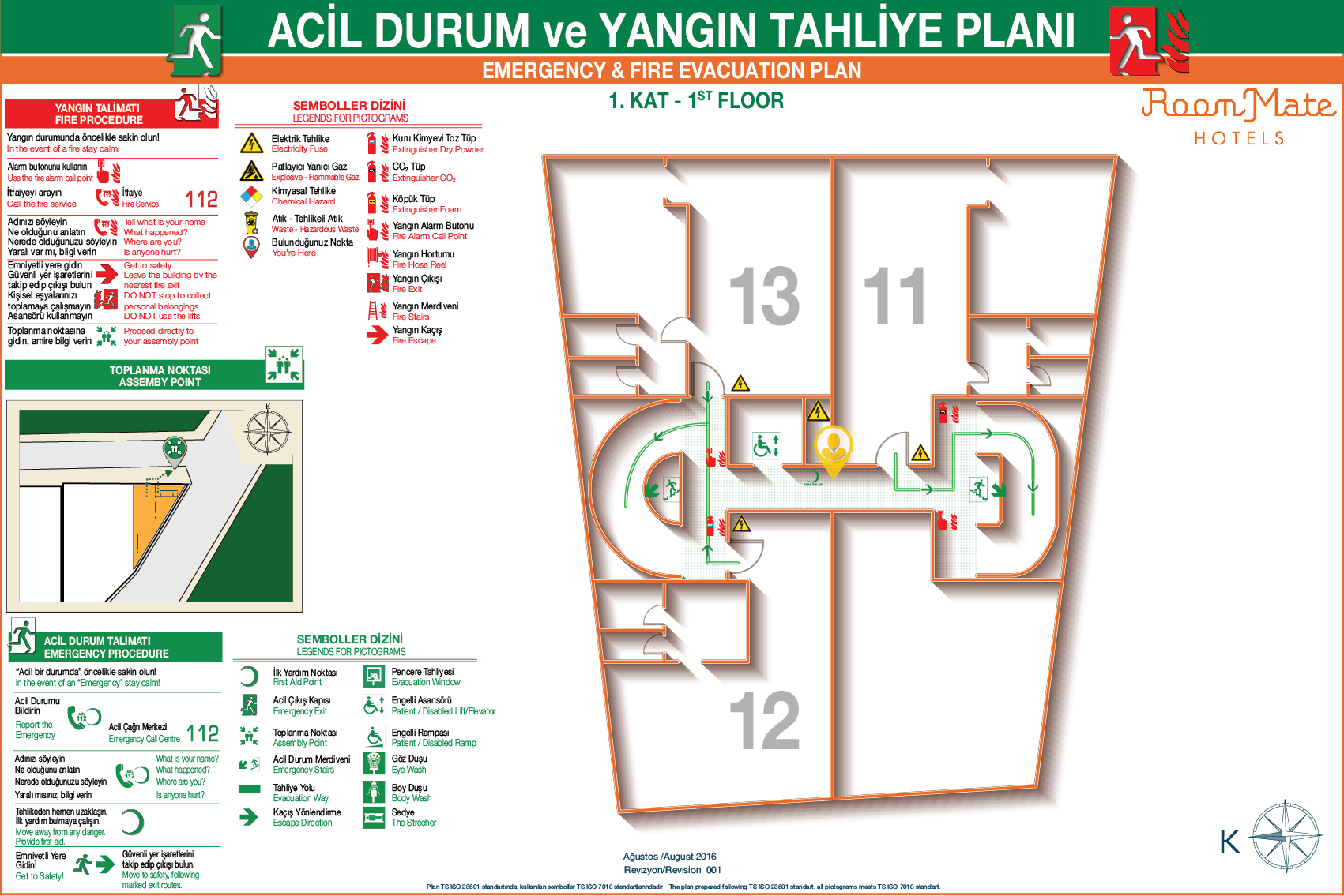 ISO 23601 Acil Durum Tahliye ve Yangın Tahliye Plan Örnekleri