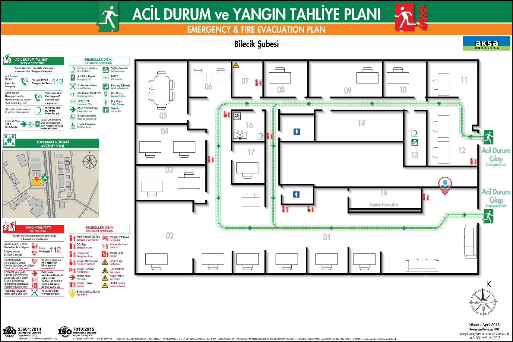 ISO 23601 Acil Durum Tahliye ve Yangın Tahliye Plan Örnekleri