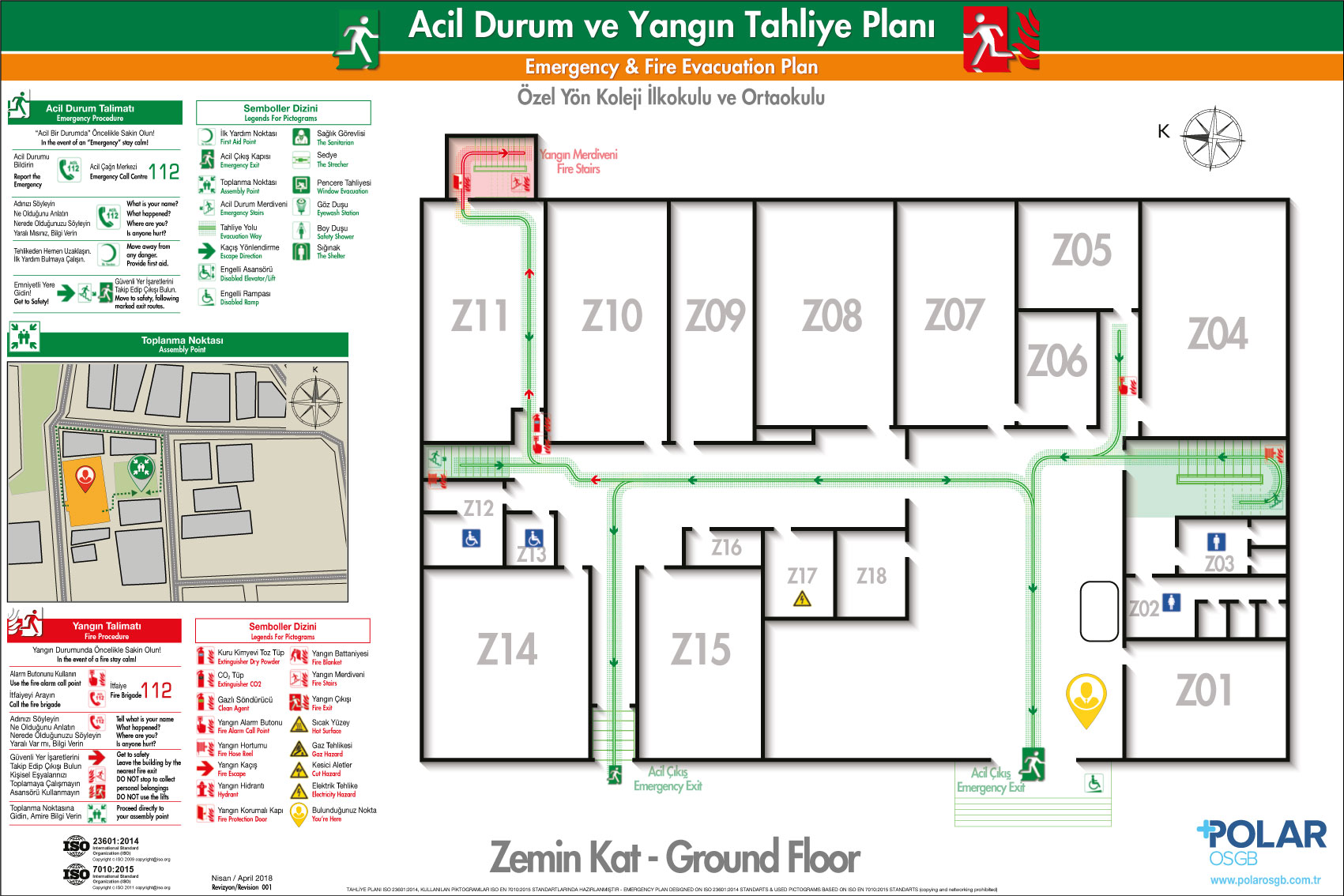 ISO 23601 Acil Durum Tahliye ve Yangın Tahliye Plan Örnekleri