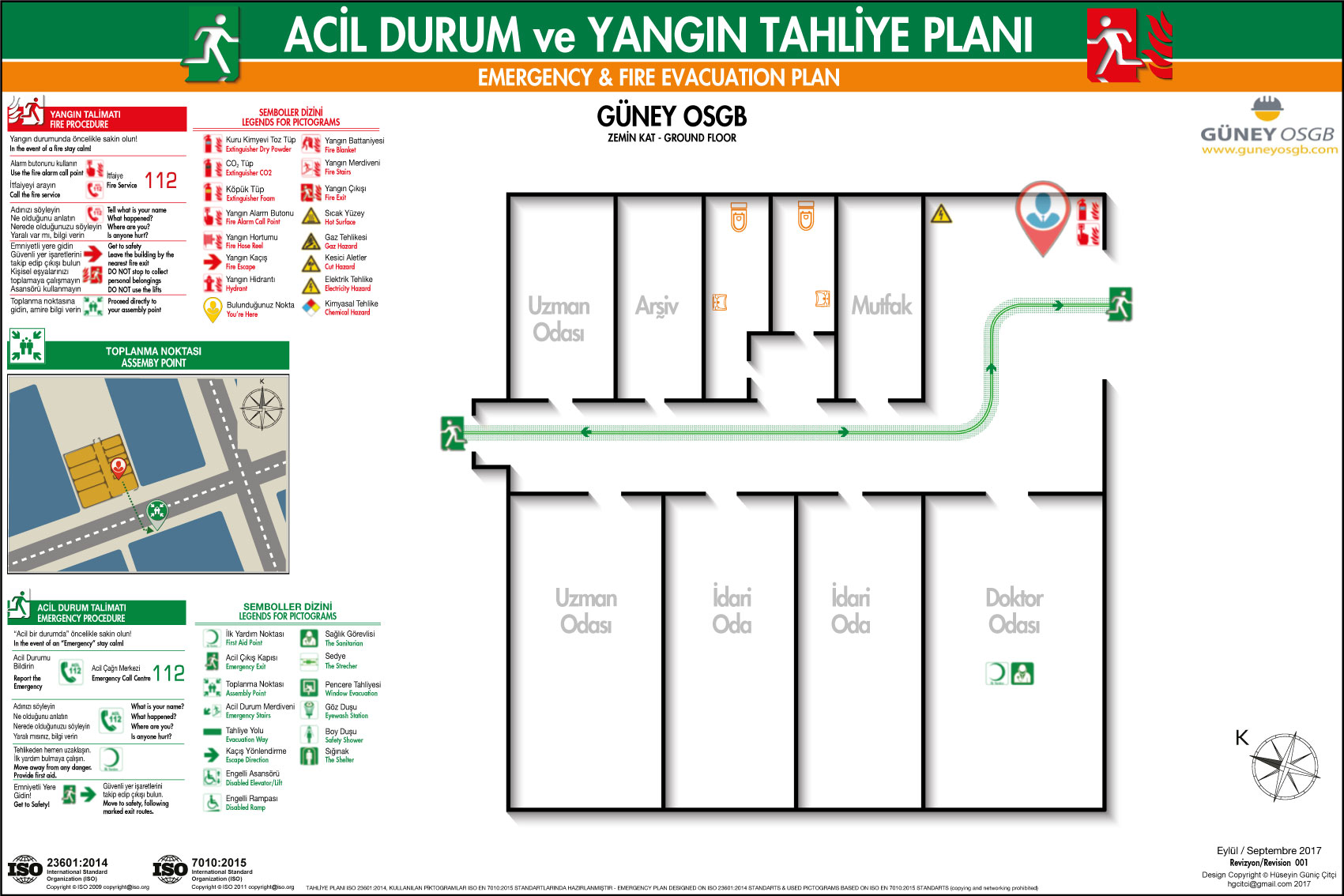 ISO 23601 Acil Durum Tahliye ve Yangın Tahliye Plan Örnekleri