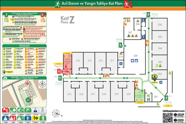 Engelli Bakım Medikal İşyerleri ISO 23601 Acil Durum ve Yangın Tahliye Kat Planı Örnekleri Acil Durum Planı