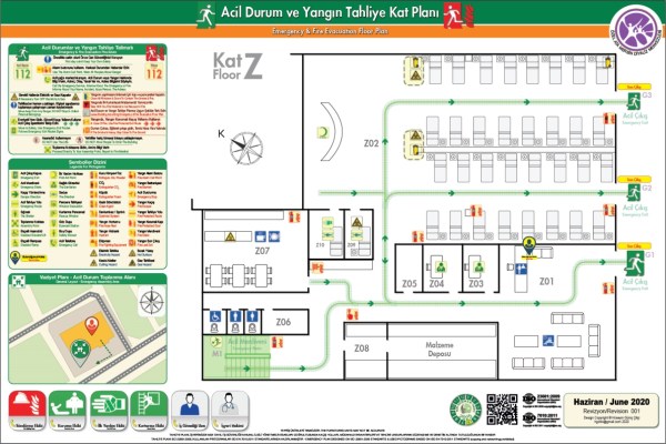 Diyaliz Merkezi Hastane Medikal İşyerleri ISO 23601 Acil Durum ve Yangın Tahliye Kat Planı Örnekleri Acil Durum Planı