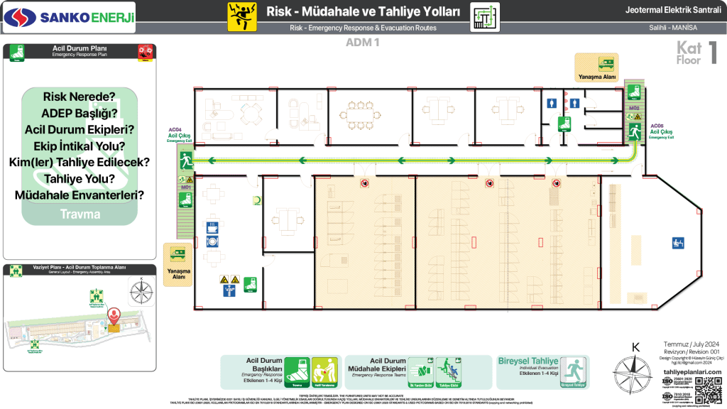 JES Jeotermal Elektrik Santrali ISO 23601 Acil Durum ve Yangın Tahliye Saha Planı