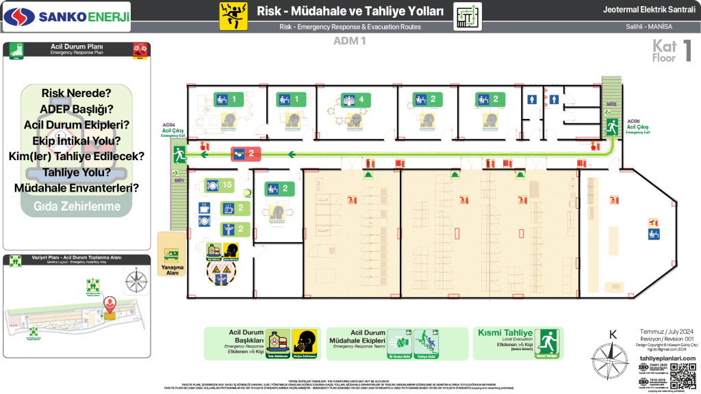 JES Jeotermal Elektrik Santrali ISO 23601 Acil Durum ve Yangın Tahliye Saha Planı
