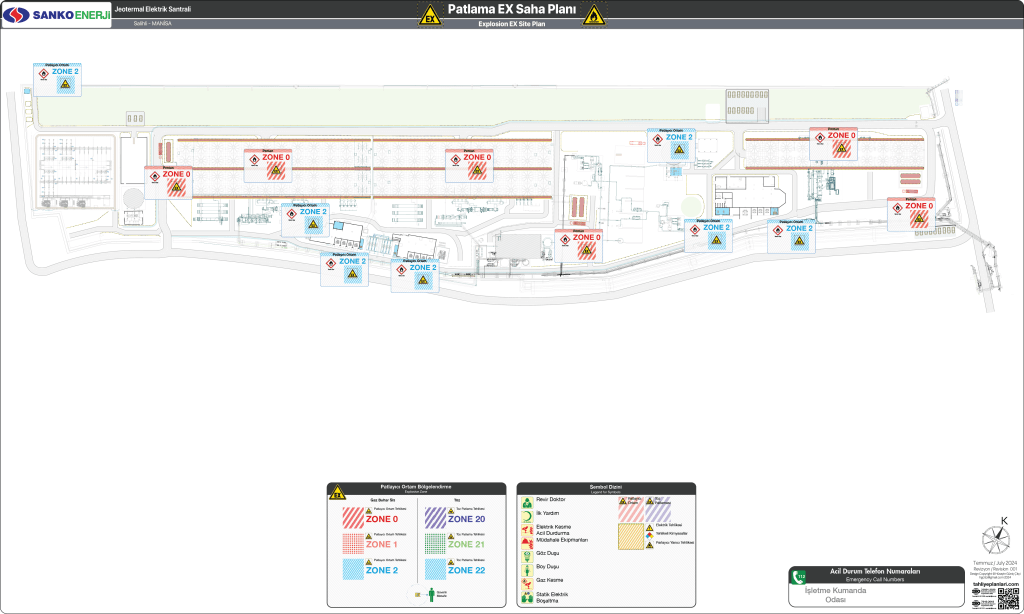 Tahliye Planı Jeotermal Elektrik Santrali Ex Patlama (PKD) Saha Planı