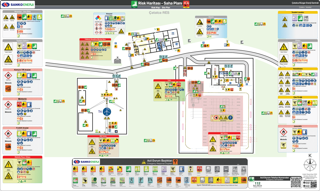Risk Haritası
RES Ruzgar Elektrik Santrali ISO 23601 Acil Durum ve Yangın Tahliye Saha Planı 