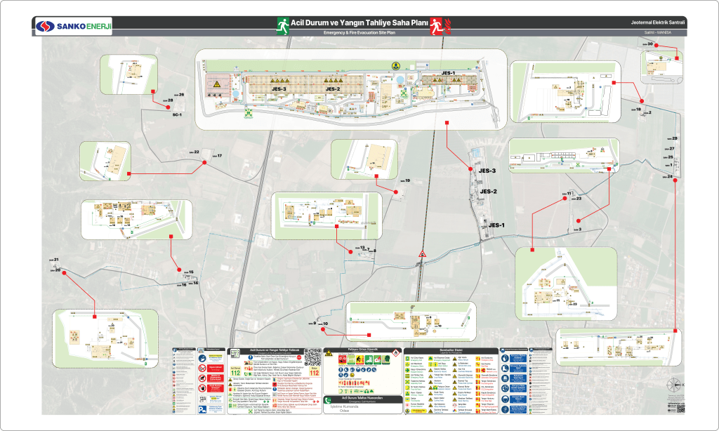 JES Jeotermal Elektrik Santrali ISO 23601 Acil Durum ve Yangın Tahliye Saha Planı