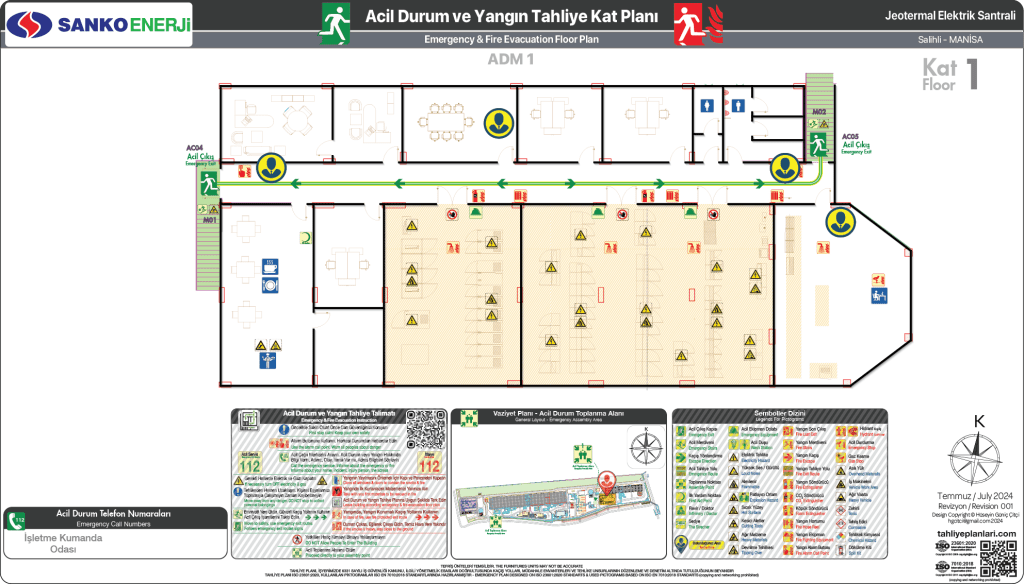 Jeotermal Elektrik Santrali Kumanda Binası Kat Tahliye Planı