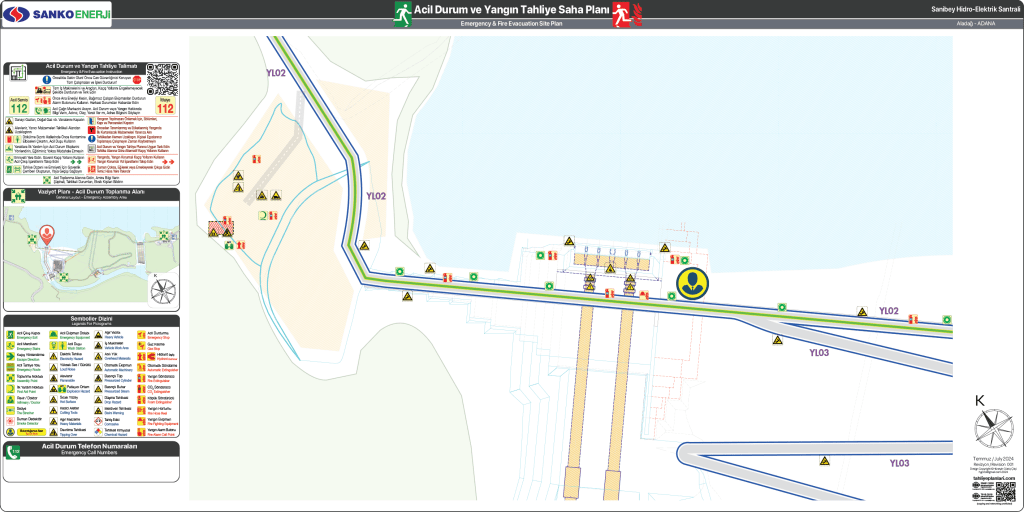 Baraj Kapakları Saha Tahliye Planı
HES ISO 23601 Acil Durum ve Yangın Tahliye Planı,
Acil Durum Eylem Planı,
Tahliye Krokisi,
Animated Risk Haritası