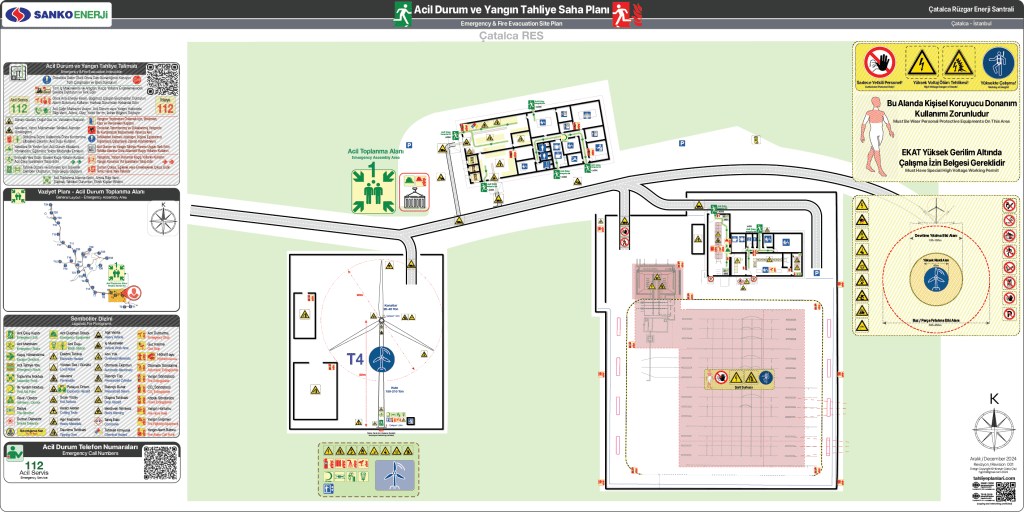 RES Ruzgar Elektrik Santrali ISO 23601 Acil Durum ve Yangın Tahliye Saha Planı 