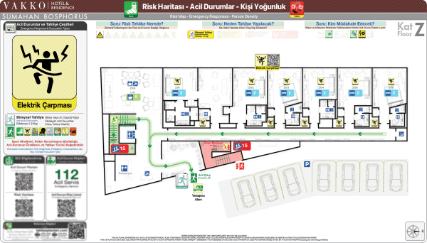 Otel Konaklama Risk Haritası ISO 23601 Acil Durum ve Yangın Tahliye Planı