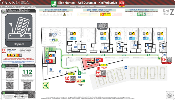 Deprem Risk Noktaları ve Talimat Asma Yerleri ISO 23601 Acil Durum ve Yangın Tahliye Planı