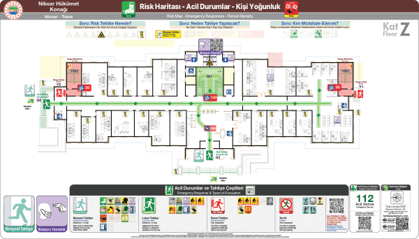Bulaşıcı Hastalık Risk Noktaları ve Talimat Asma Yerleri ISO 23601 Acil Durum ve Yangın Tahliye Planı