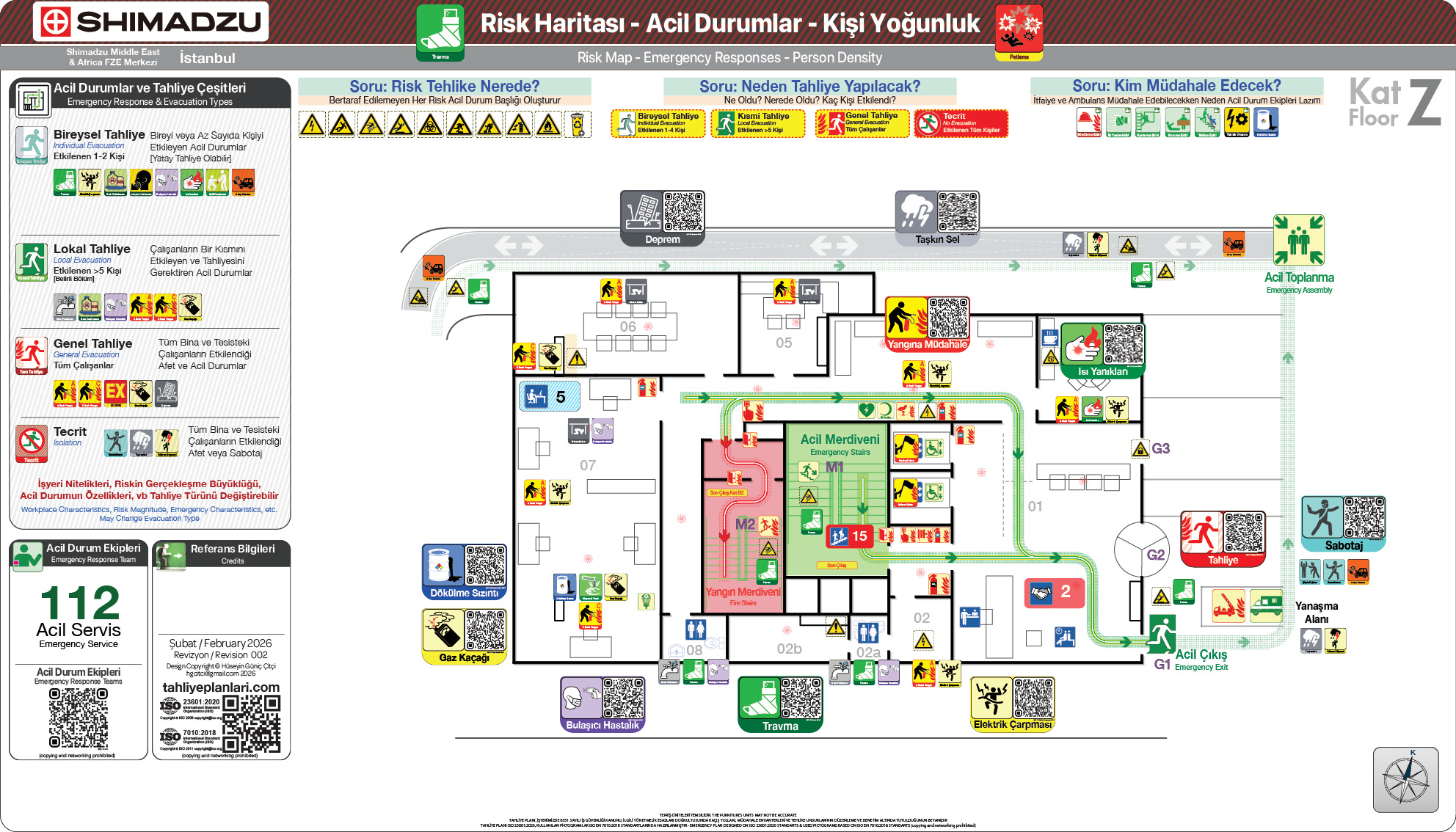 Risk Haritası ISO 23601 Acil Durum ve Yangın Tahliye Kat Planı