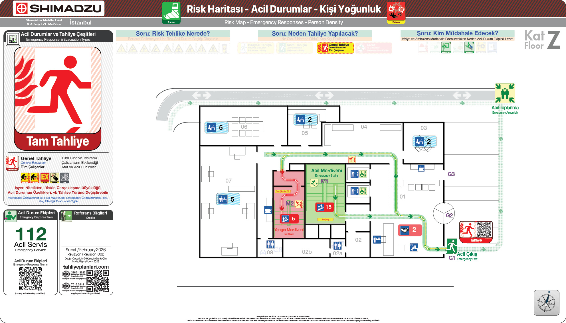 Risk Haritası ISO 23601 Acil Durum ve Yangın Tahliye Kat Planı
Acil Durum Tahliye ve Tecrit Senaryoları