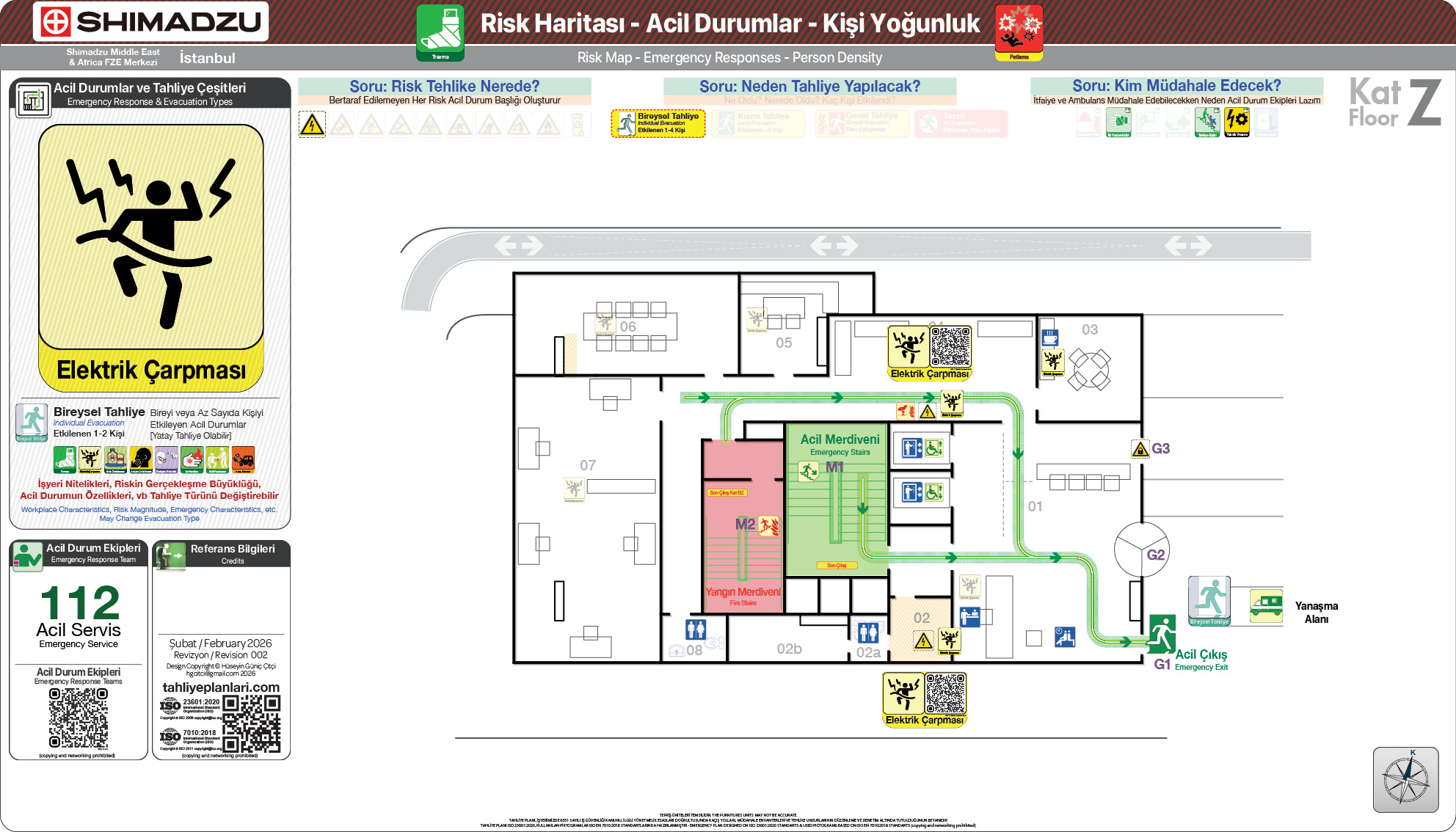 Risk Haritası ISO 23601 Acil Durum ve Yangın Tahliye Kat Planı
Acil Durum Tahliye ve Tecrit Senaryoları