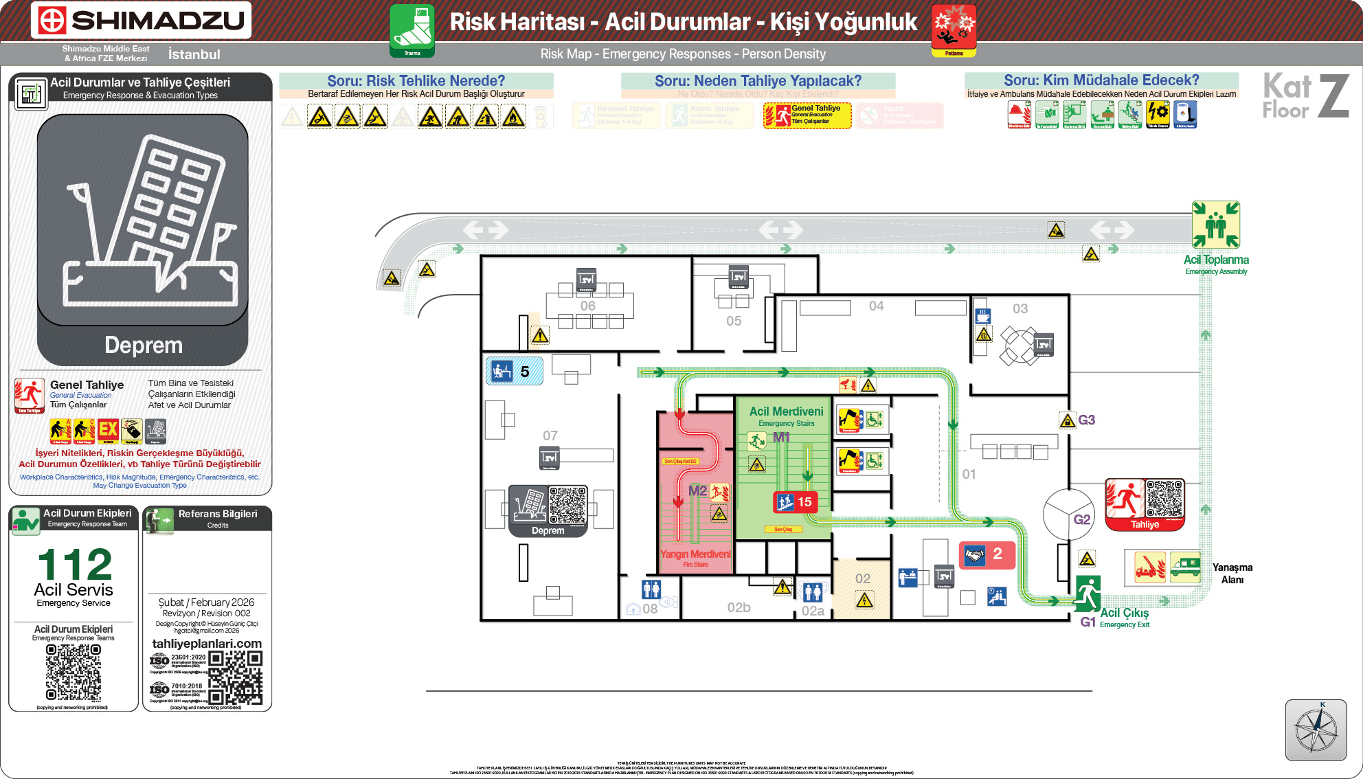 Risk Haritası ISO 23601 Acil Durum ve Yangın Tahliye Kat Planı
Acil Durum Tahliye ve Tecrit Senaryoları