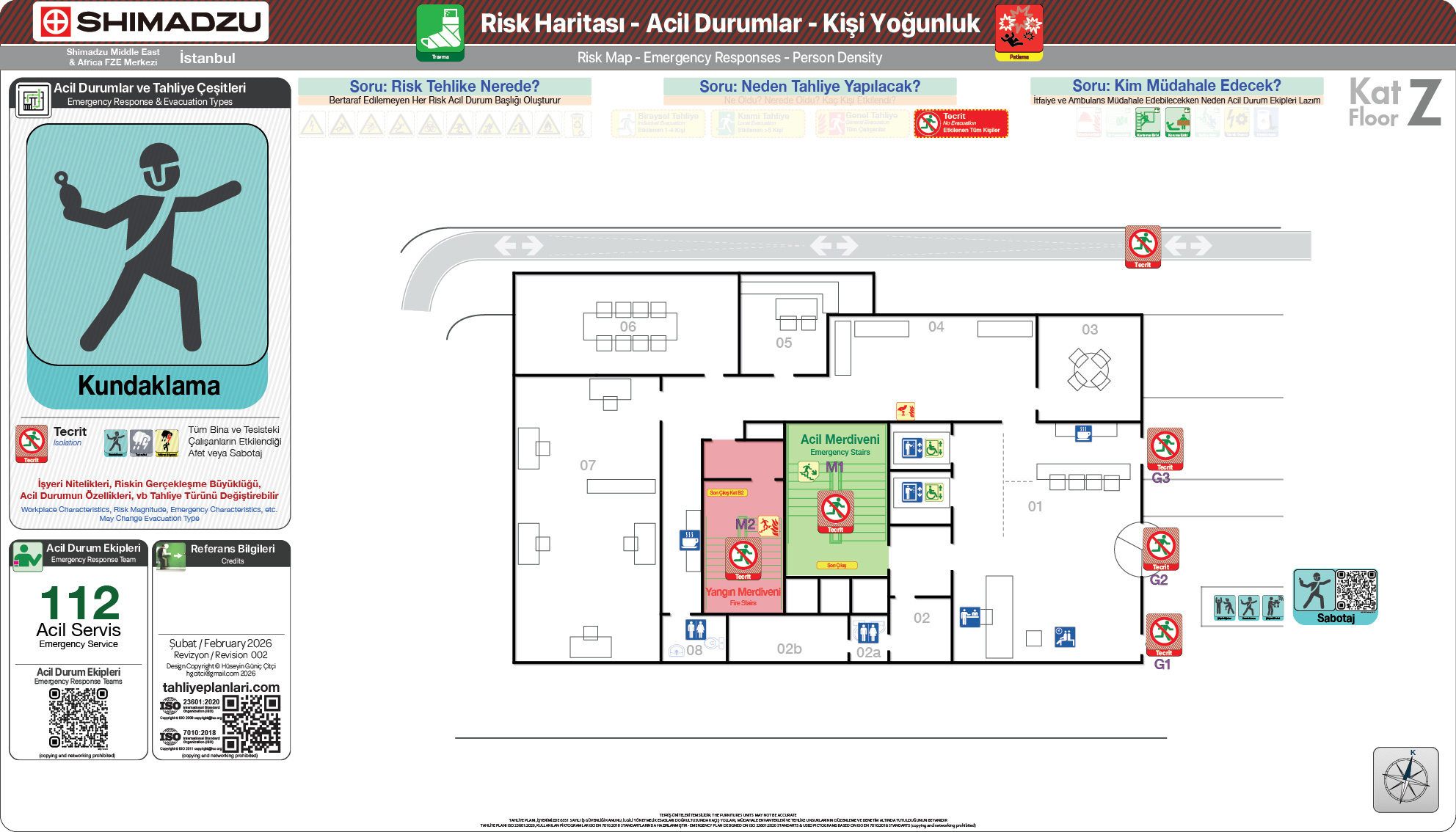 Risk Haritası ISO 23601 Acil Durum ve Yangın Tahliye Kat Planı
Acil Durum Tahliye ve Tecrit Senaryoları