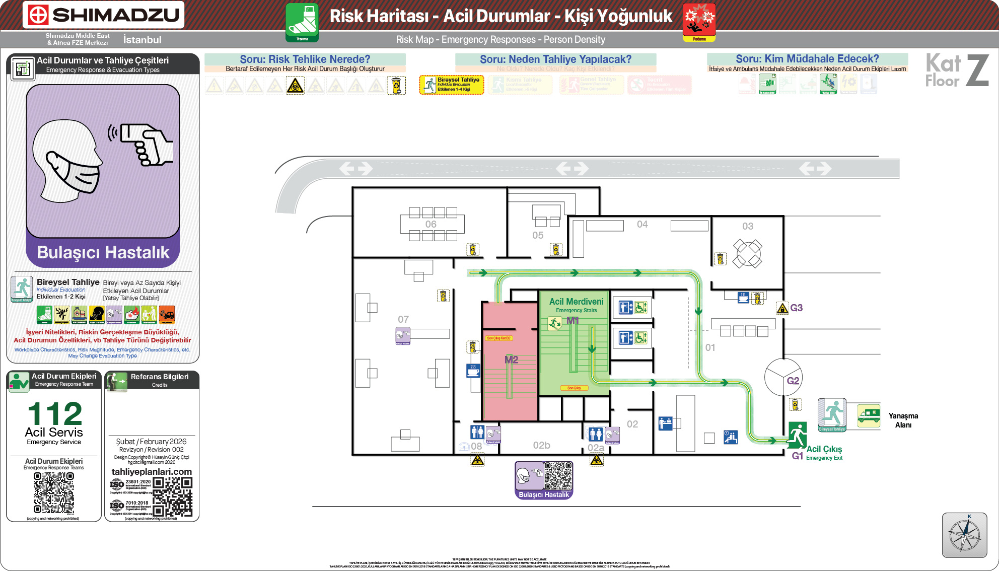 Risk Haritası ISO 23601 Acil Durum ve Yangın Tahliye Kat Planı
Acil Durum Tahliye ve Tecrit Senaryoları