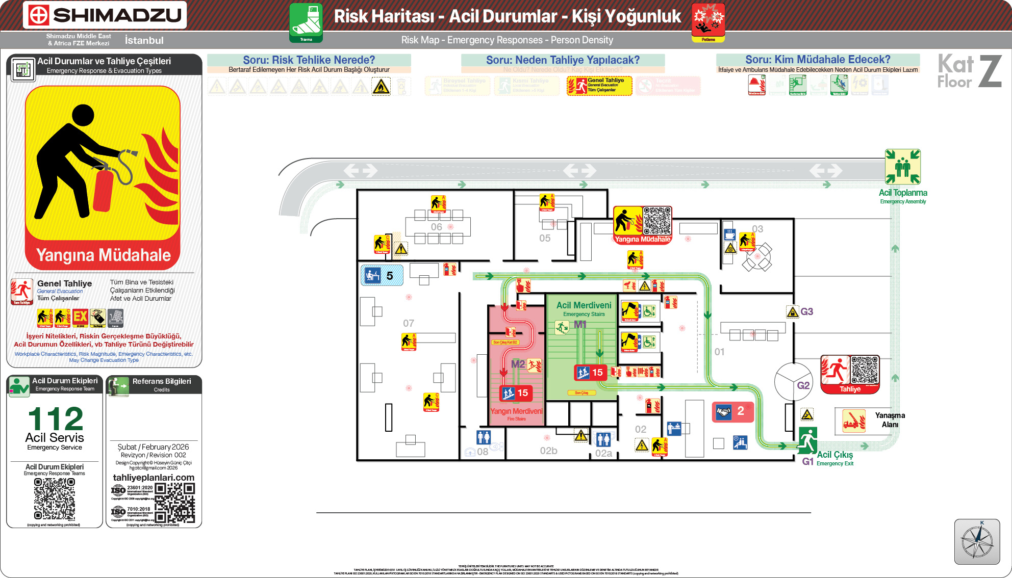 Risk Haritası ISO 23601 Acil Durum ve Yangın Tahliye Kat Planı
Acil Durum Tahliye ve Tecrit Senaryoları