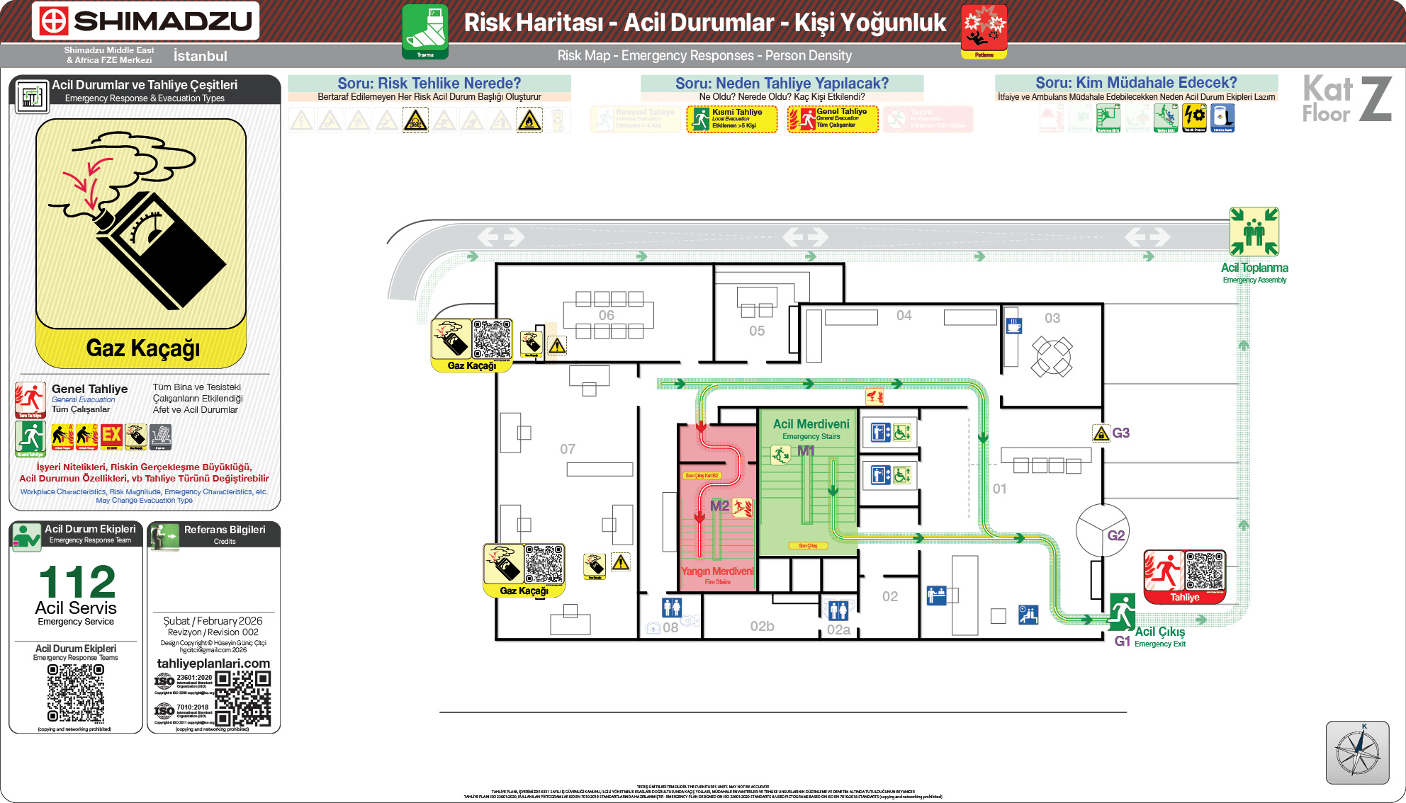 Risk Haritası ISO 23601 Acil Durum ve Yangın Tahliye Kat Planı
Acil Durum Tahliye ve Tecrit Senaryoları