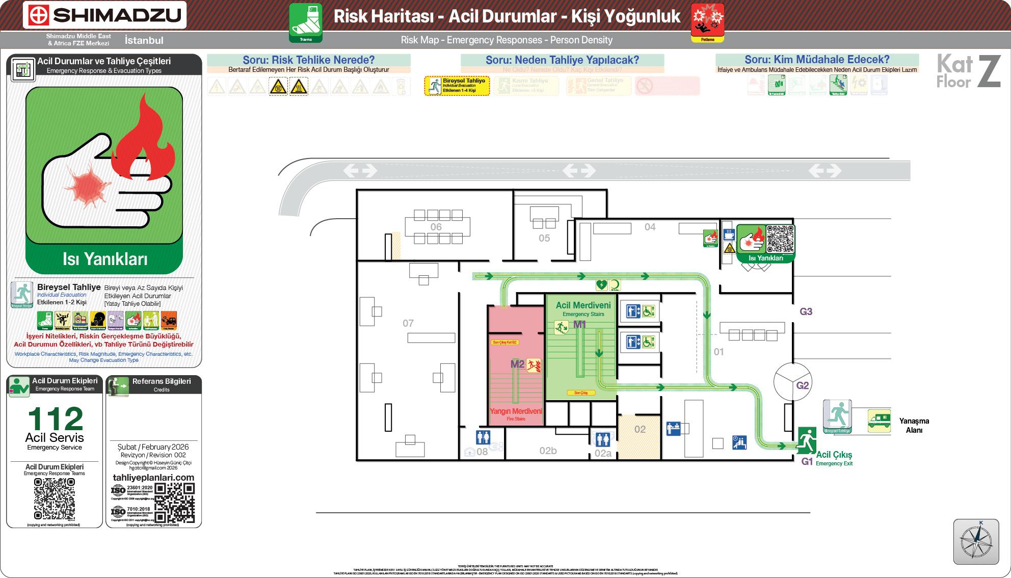 Risk Haritası ISO 23601 Acil Durum ve Yangın Tahliye Kat Planı
Acil Durum Tahliye ve Tecrit Senaryoları
