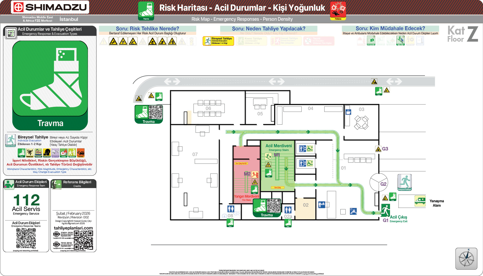 Risk Haritası ISO 23601 Acil Durum ve Yangın Tahliye Kat Planı
Acil Durum Tahliye ve Tecrit Senaryoları