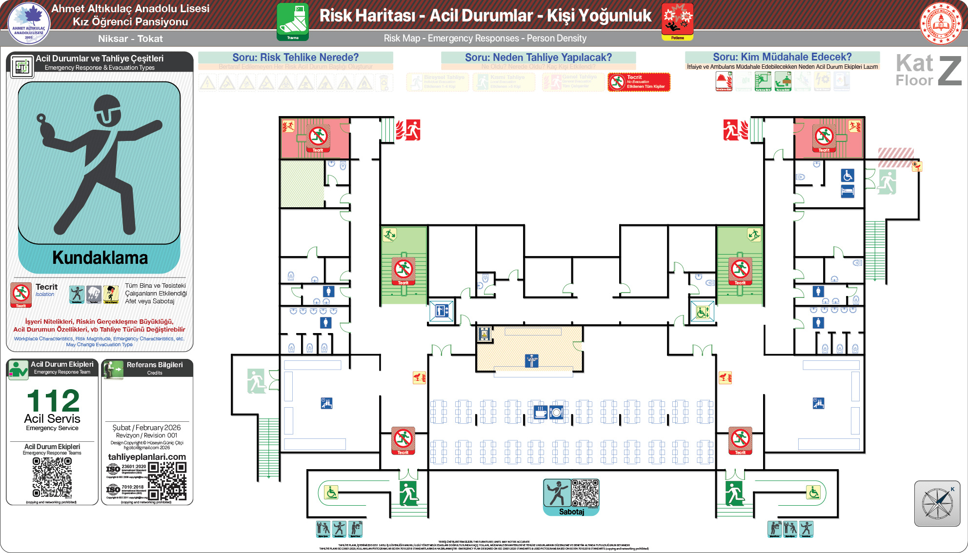 Risk Haritası ISO 23601 Acil Durum ve Yangın Tahliye Kat Planı