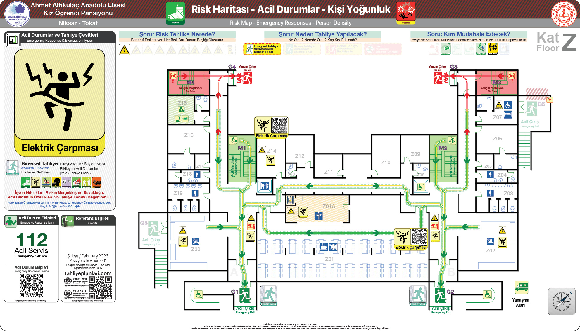 Risk Haritası ISO 23601 Acil Durum ve Yangın Tahliye Kat Planı