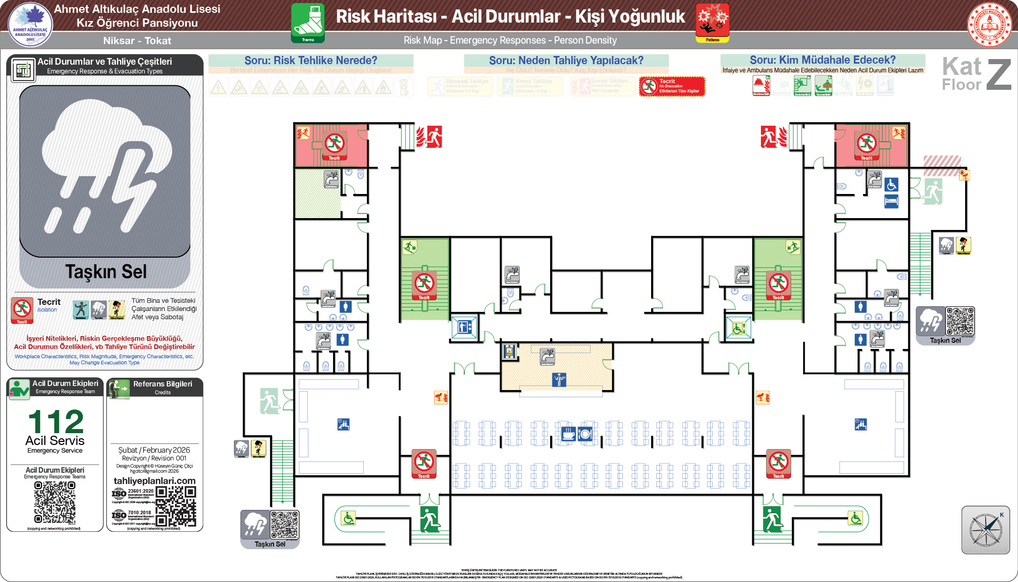 Risk Haritası ISO 23601 Acil Durum ve Yangın Tahliye Kat Planı