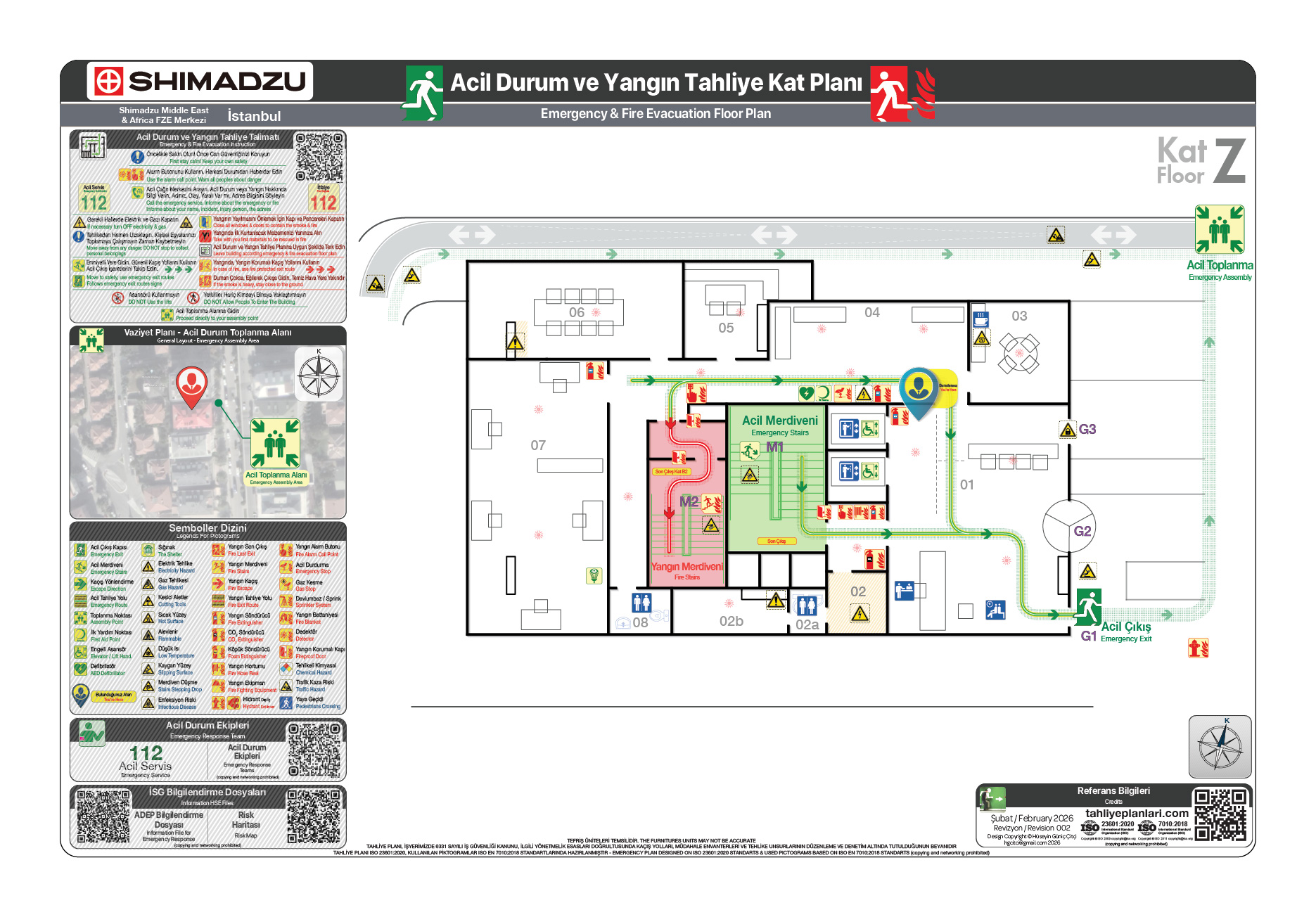 Ofis Tipi İşyeri ISO23601 Acil Durum ve Yangın Tahliye Plan